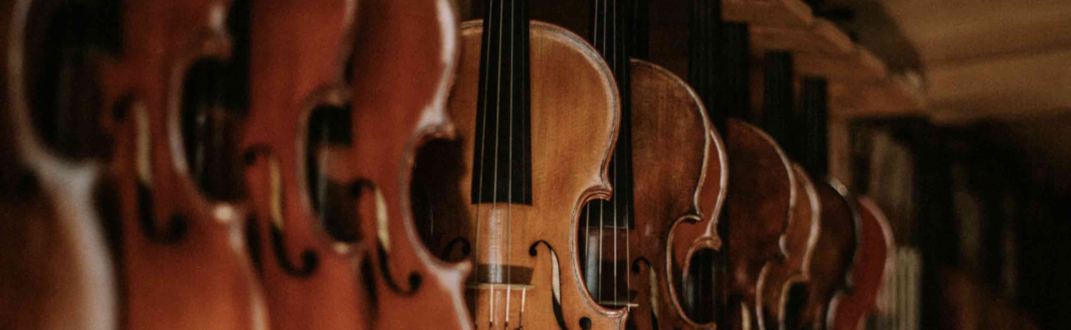 Violini in un laboratorio di liuteria